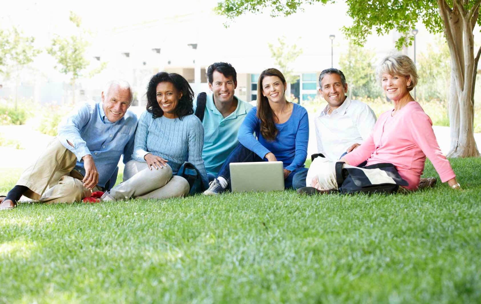 Mature students outdoors