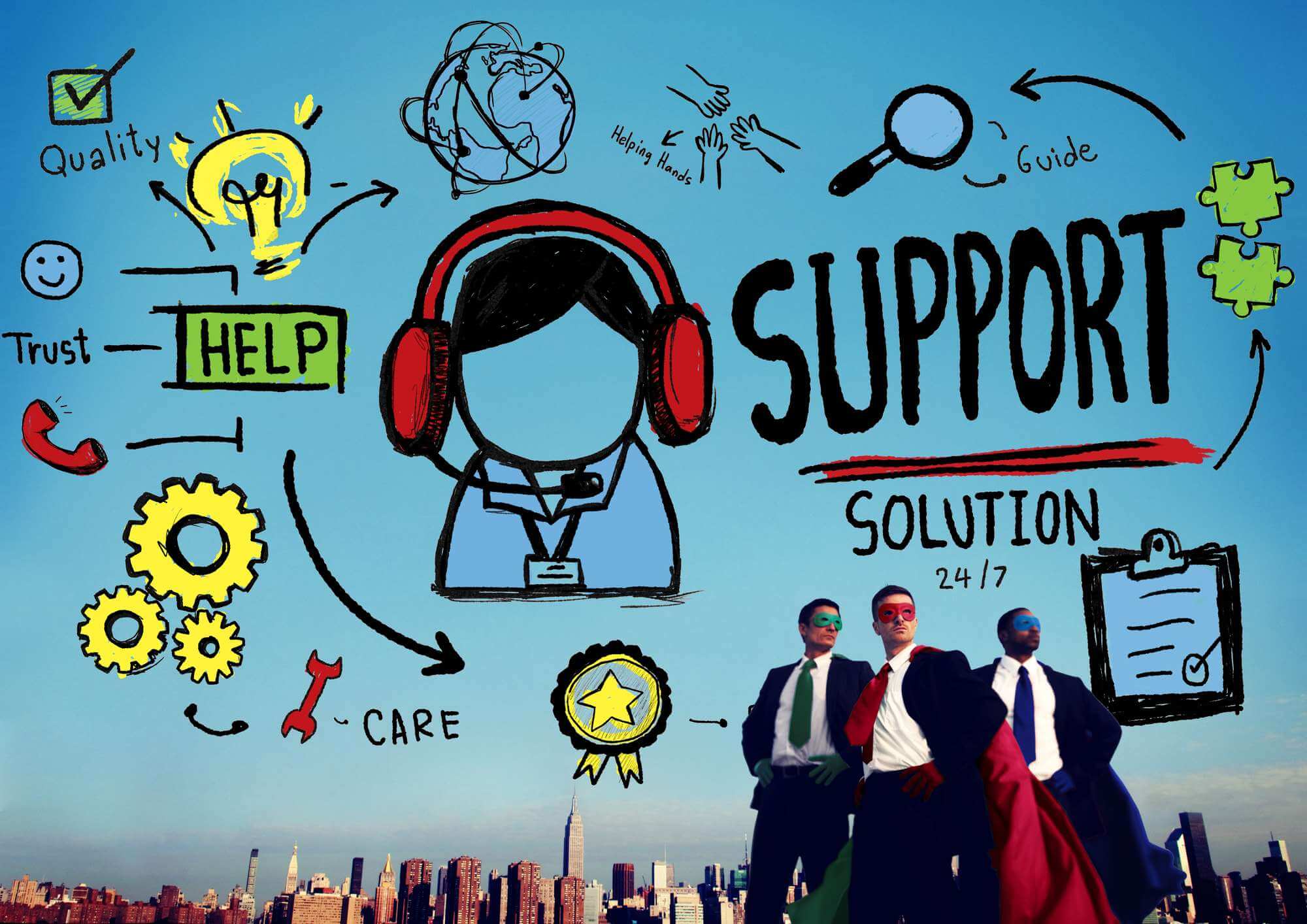 Support Solution Advice Help Quality Care Team Concept